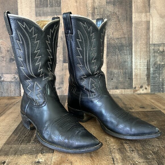 Nocona Vintage Black Western Cowboy Boots Mens 13 A - Picture 3 of 12